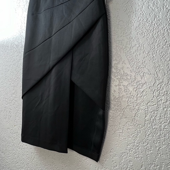 Bar III Black Asymmetrical layer Front slit Pencil cut Trendy Skirts - Picture 4 of 6
